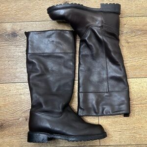 Orvis Regence Comfort Chocolate Brown Leather Tall Boots Fleece Lined Size 7B